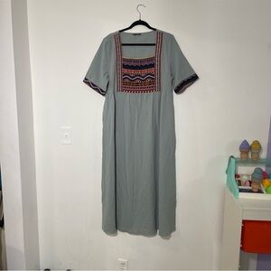 Chevron And Geo Print Square Neck
Smock Dress